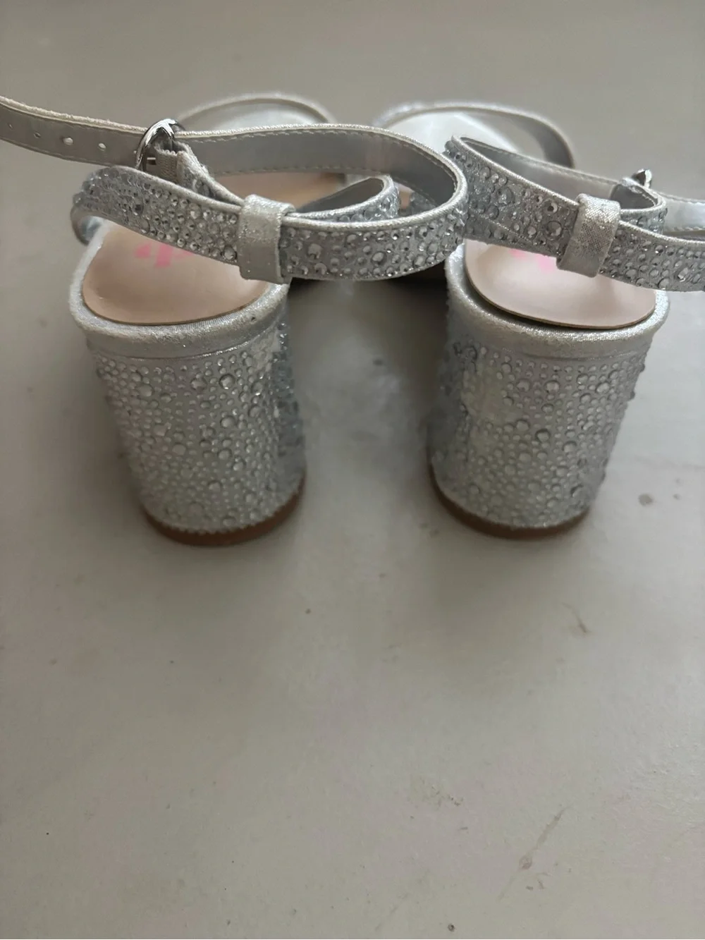 Gianni Bini Silver Rhinestone Block Heel Sandals